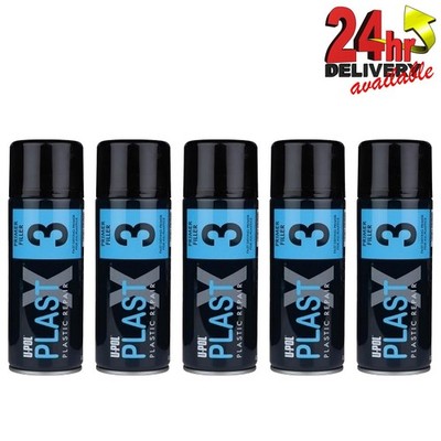 Upol PLAS/3 Plast X Grundierfüller Aerosol Kunststoff Stoßstangenverkleidung Lack 400ml x 5