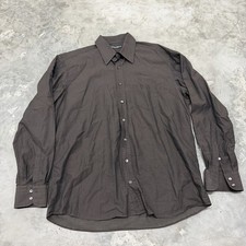 DOLCE & GABBANA Shirt Mens 17.5 44 Dress Textured Dots Cotton Brown Black Italy