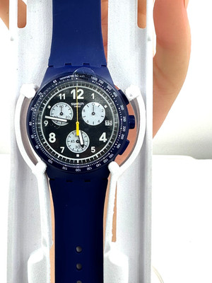 Swatch Watch NOTHING BASIC ABOUT BLUE SUSN418 Chrono Swiss New Box
