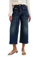 Judy Blue High Waist Wide Crop Utility Jeans with Patch Pocket Women  s Denim