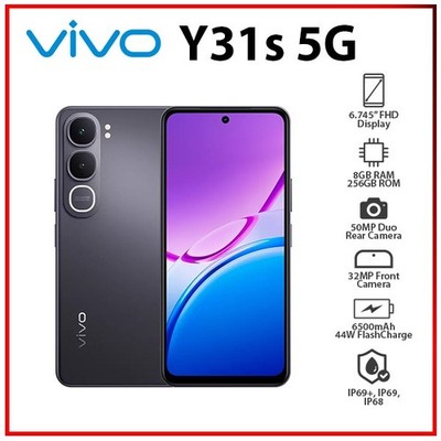 VIVO Y31s 5G 8GB+256GB BLACK Dual SIM Unlocked Octa Core Android Mobile Phone