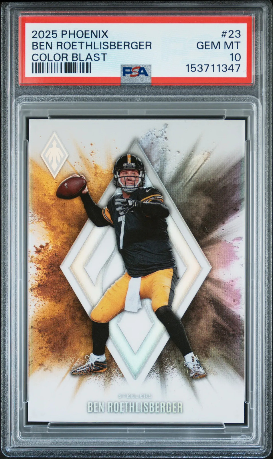 2025 Panini Phoenix Color Blast Ben Roethlisberger #23 PSA 10 Steelers Case Hit