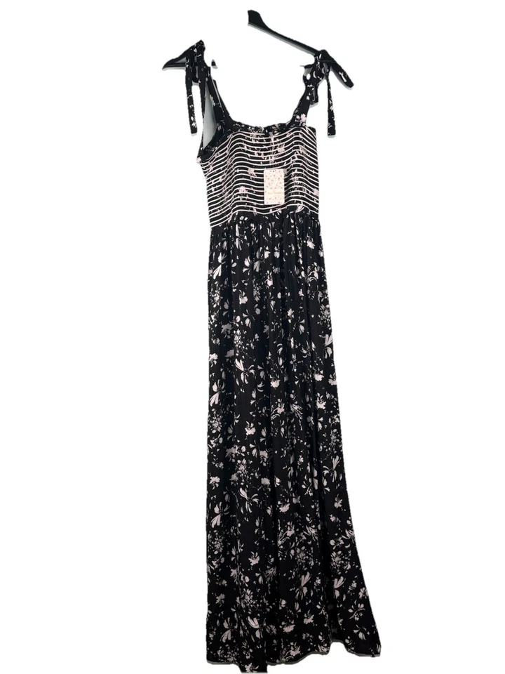 Mono Free People LARGO Pequeño Negro Blanco Flores Corpiño Acanalado Foto 2 de 4