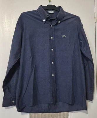 Chemise Lacoste vintage Made in France taille 40/L bleu marine, col boutonné - Photo 1/4