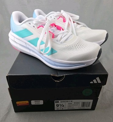 Adidas Questar 3 Women's Size 9.5 JI4609 Cloud White Flash Aqua Lucid Pink NIB