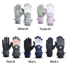 Winter Snowboard Ski Gloves PU Leather Non-slip Touch Screen Waterproof.