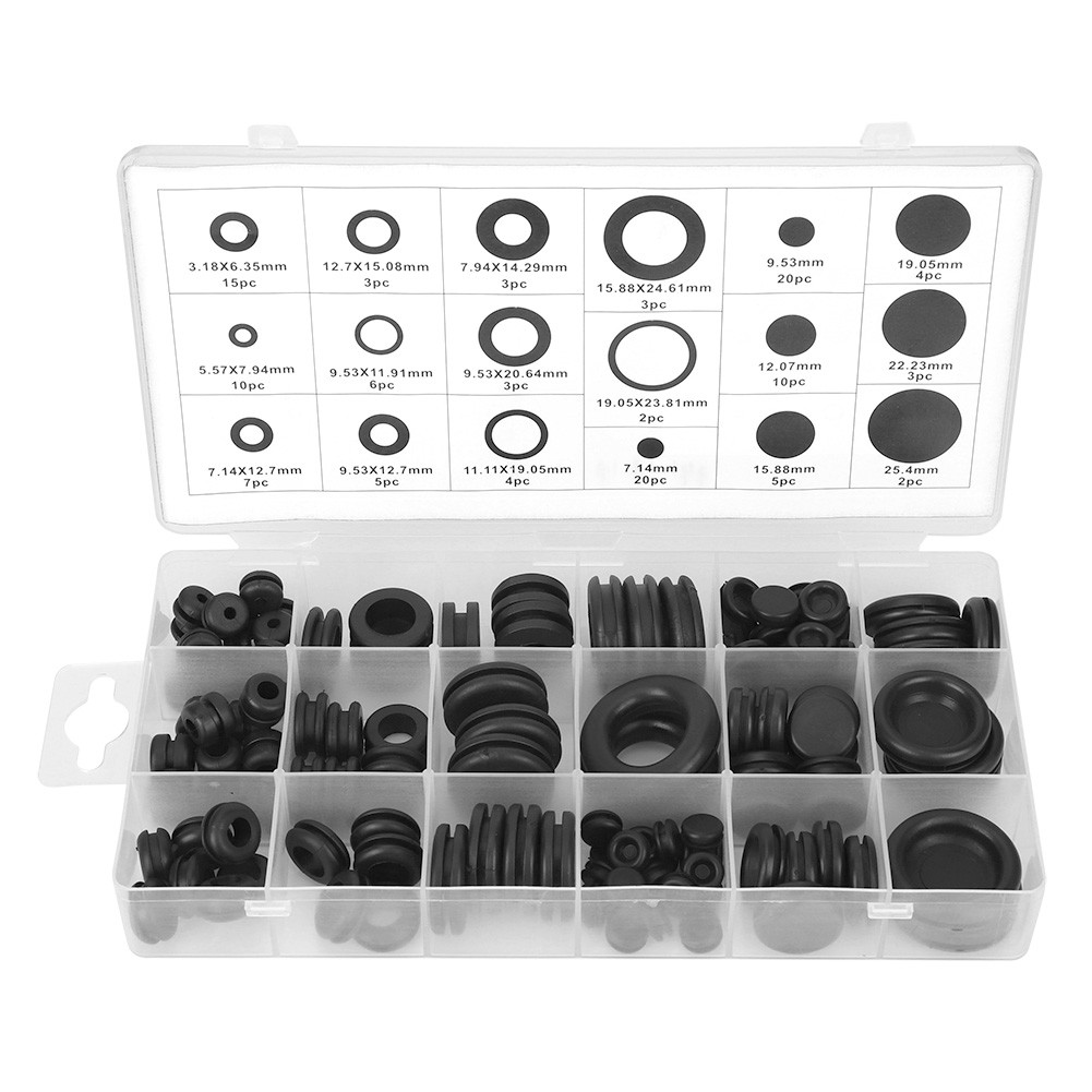 125Pcs Rubber Grommet Assortment For Electrical Wire Gasket