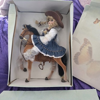 Butterfly Kisses Precious Collectibles Porcelain Cowgirl Doll on Horse  ...