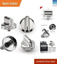 4-Pack Replacement Control Knobs for Frigidaire Stoves - Silver Plastic Design