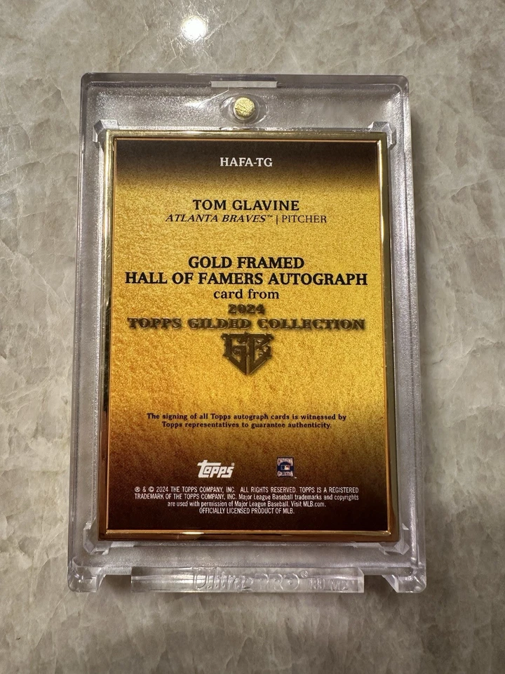 2024 Topps Gilded MLB Tom Glavine Gold Framed Hall of Famers Auto Rose Gold /50 - Image 4 of 4