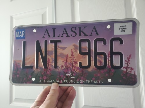 Alaska State Purple Council Of The Arts License Plate LNT 966 BUY Now $25.00