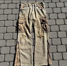 Obelisk Mens Mud-Wash Flared Cargo Pants 30