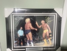 Signed HULK HOGAN and Ric Flair 16x20 photo Framed Hogan And Leaf Holo Auth.