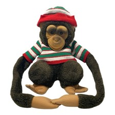 Vintage Hosung Child's Playmate Monkey Puppet Plush 1992 Chimp Realistic Squeaks