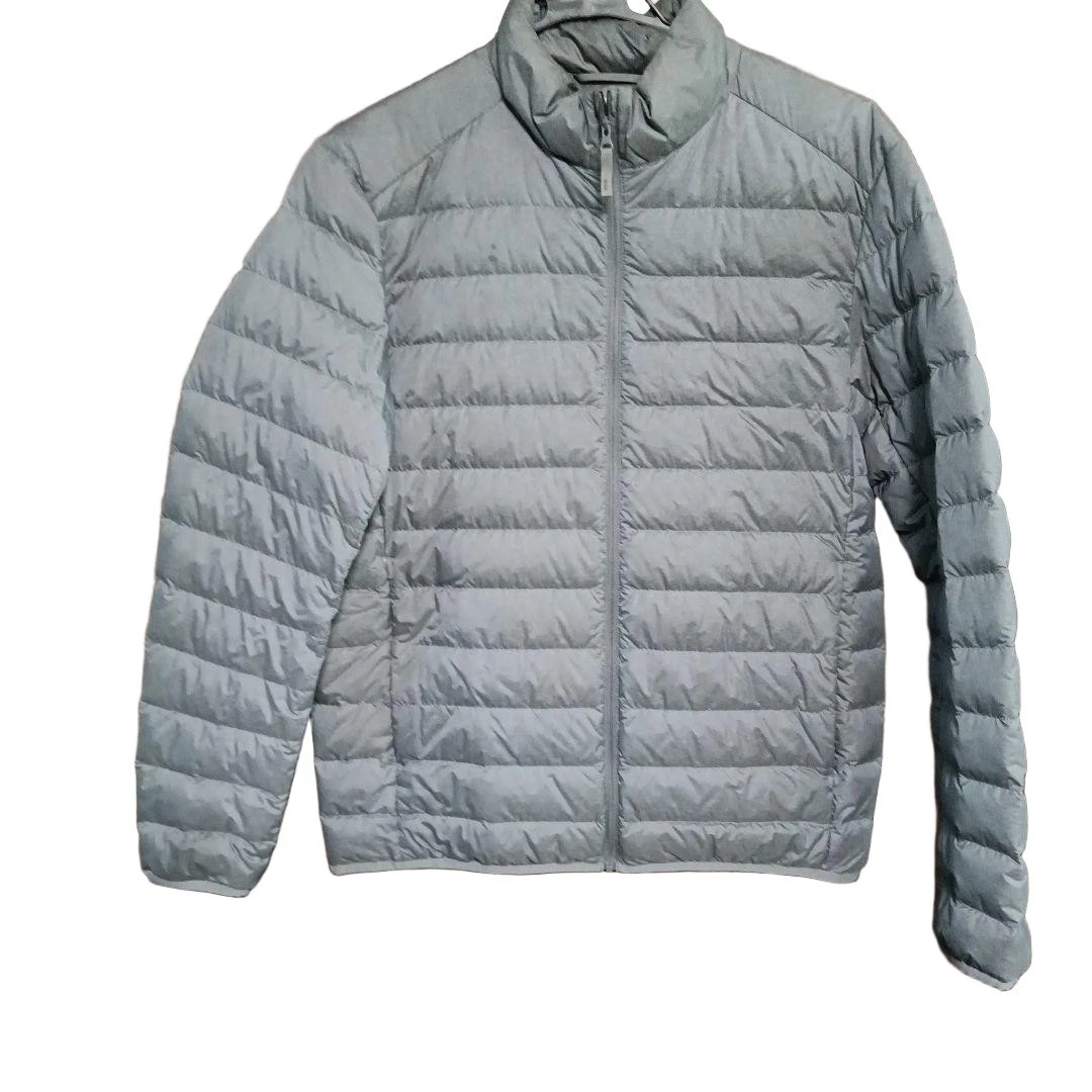 Gray Down Jacket Full Zip, Warm Puffer Coat, Used