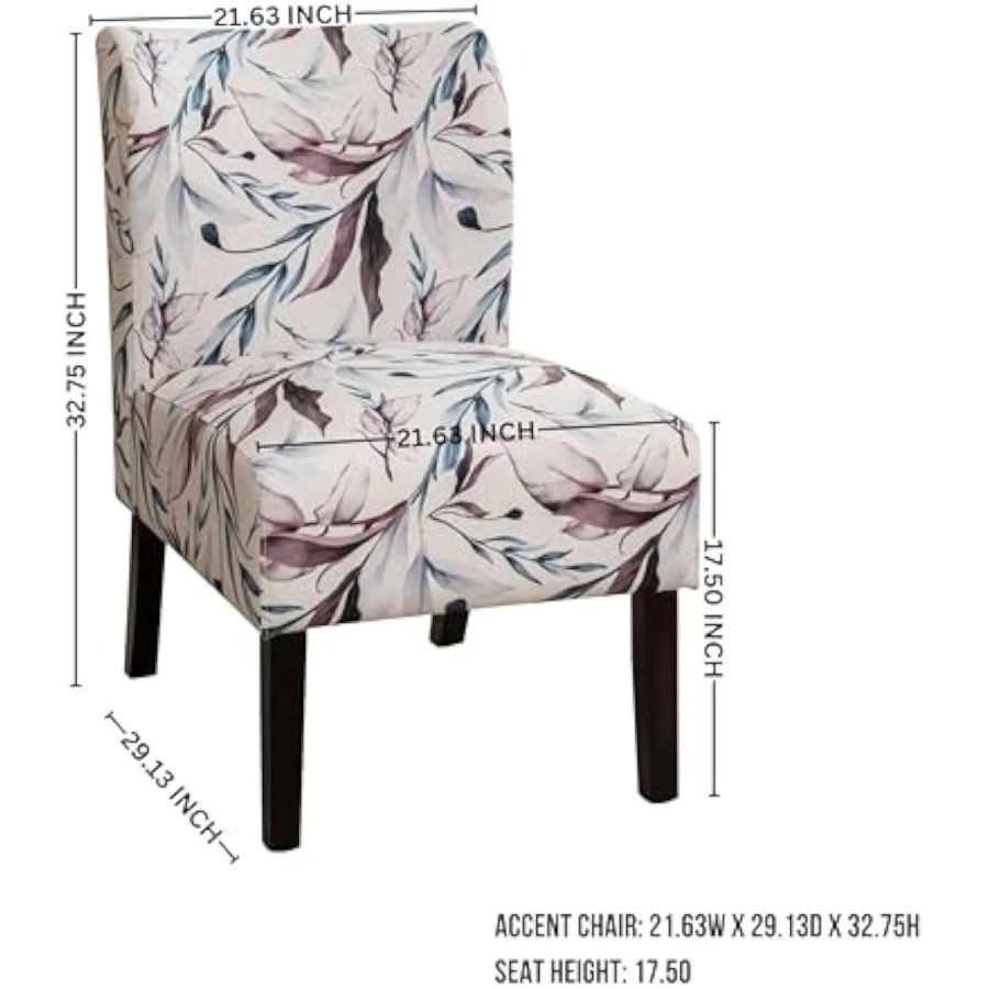 Современный акцентный стул из ткани с принтом Capa без подлокотников, фиолетовый цветочный узор - Изображение 4 из 4