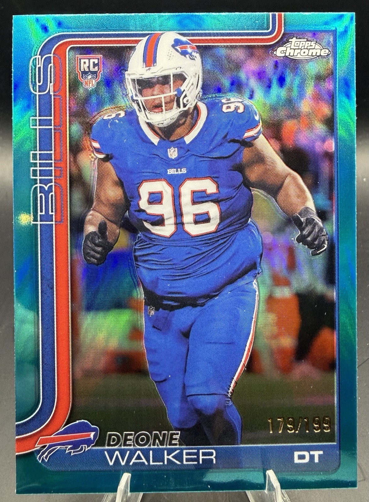 2025 Topps Chrome Rookie Aqua Refractor /199 SP Deone Walker Buffalo Bills RC