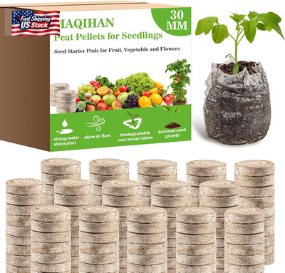 MAQIHAN 50PCS Peat Pellets for Seedlings - 30MM Seed Starter Pellets Peat Pods f