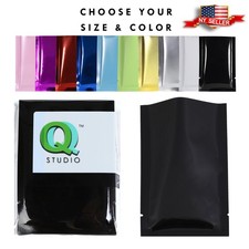 Many Different Sizes/Colors for 100 Flat Metallic Open Top Bags w/ Tear Notches