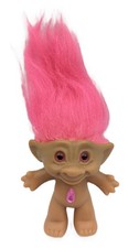 Vintage Ace Novelty Treasure Troll Doll Pink Hair Lucky Bingo Troll 3"