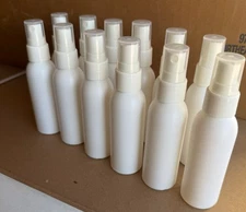 12 pack of 2oz (60mL) Empty HDPE Plastic White Bottles with Fine Mist Sprayers