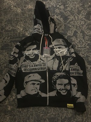 ASAALI x cough syrup cartel   White And Black Cartel Zip Up Hoodie Size Small