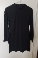 BANANA REPUBLIC, XS, Black LS Dress w Mock Collar & Decorative Sleeve Buttons