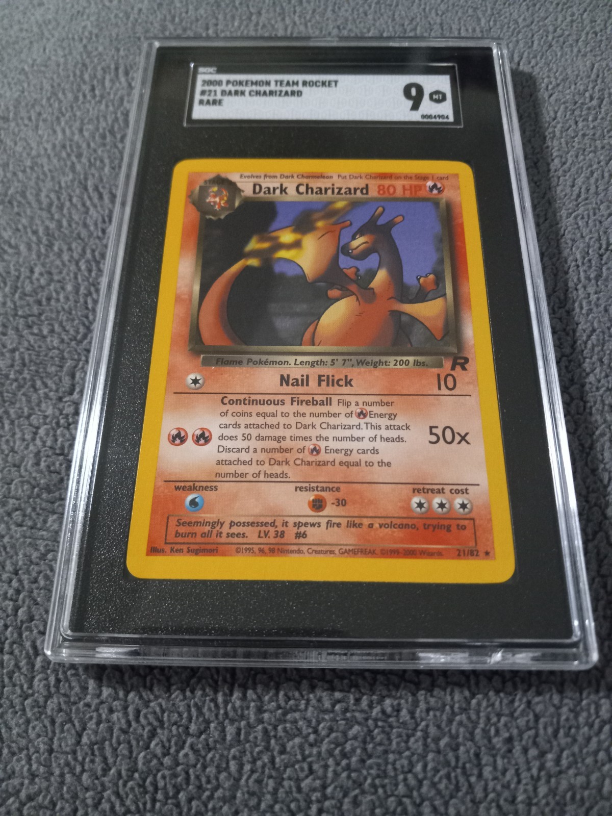 2000 Vintage Pokemon - Dark Charizard #21 Team Rocket 21/82 Rare - SGC 9 Mint view 18