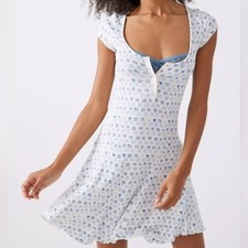 URBAN OUTFITTERS Maureen Henley Mini Dress Lettuce Hem Size Medium NWT