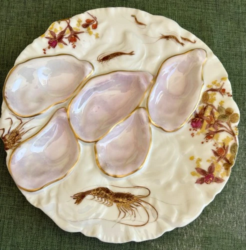 French Porcelain Limoges Haviland Oysters Plate With Fish /L
