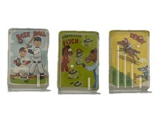 Vintage Cracker Jack Prize Toy Pinball Games Baseball Horseshoe Derby All 3 Work
