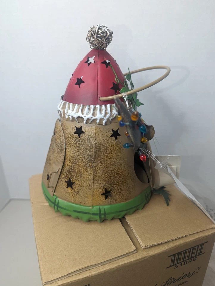 Linterna vela luminaria alce de Navidad interiores hogar vintage 8" nueva de stock Foto 4 de 4