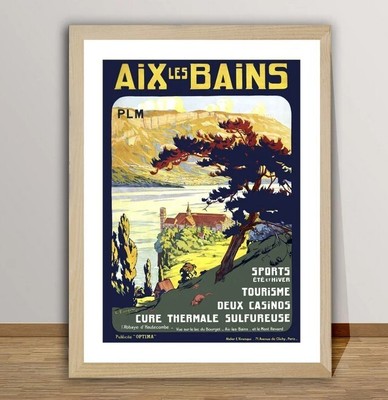 Aix Les Bains, France Vintage Travel Poster - Poster Paper