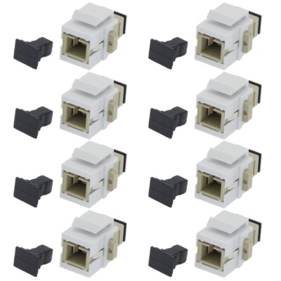 8 Pcs SC UPC Fiber Optic Simplex Multi Mode Keystone Jack Coupler Snap In Ivory