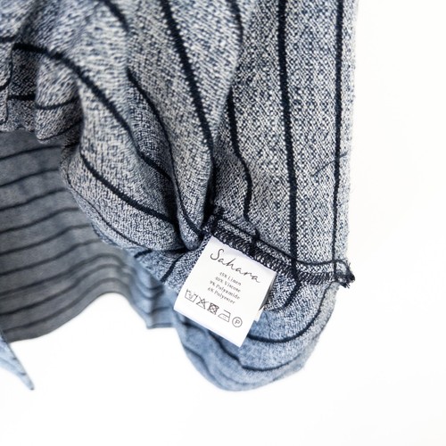 Giacca Boxy Sahara Lino Viscosa Righe Taglia M/L 14 16 18 NUOVA Blu Navy - Foto 9 di 24