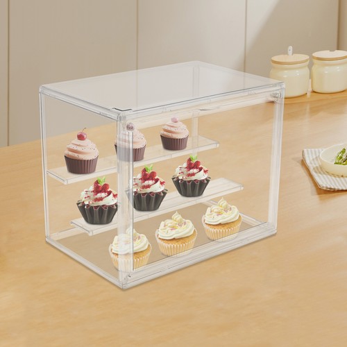 Kompaktes 2-stufiges Display Regal Klar Kuchen Cupcake Brot Aufbewahrungsbox Vitrine