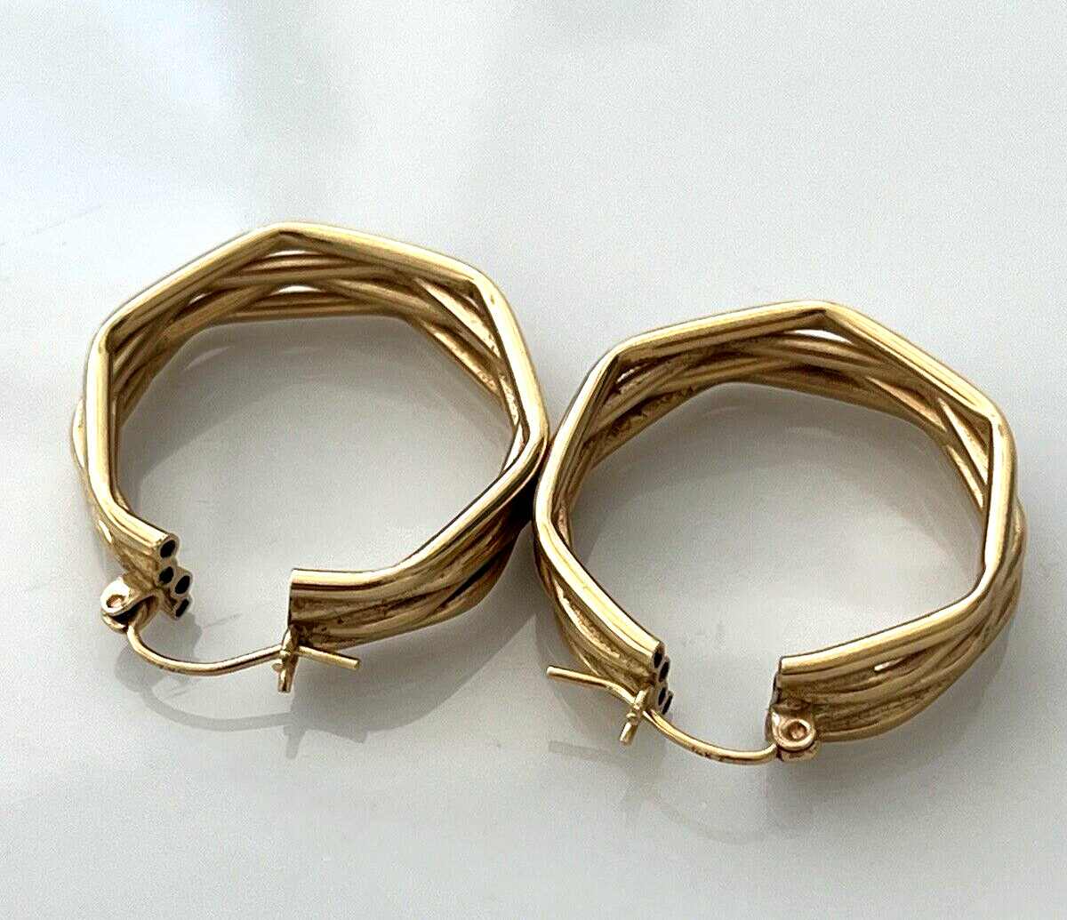 14k Solid Yellow Gold Cable Wire Hoop Earrings  1… - image 5