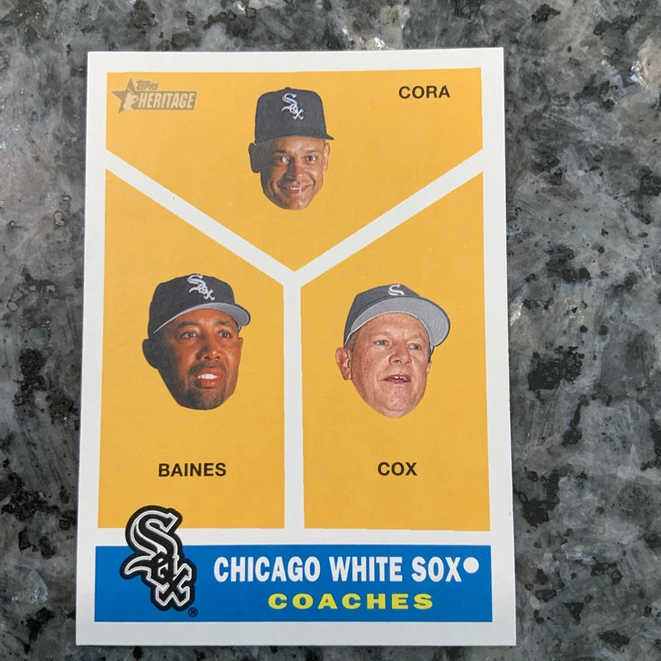 SHORT PRINT!2009 Topps Heritage CHICAGO WHITE SOX COACHES #458 CORA/BAINES/COXi - Image 2 of 4