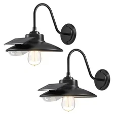 2 Pack Outdoor Solar Power Barn Light Motion Sensor Wall Light Exterior Fixture