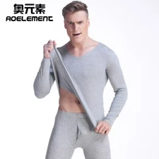 Men Thermal Long Johns Underwear Fleece Lined Warm Top+Pants 2PC Set