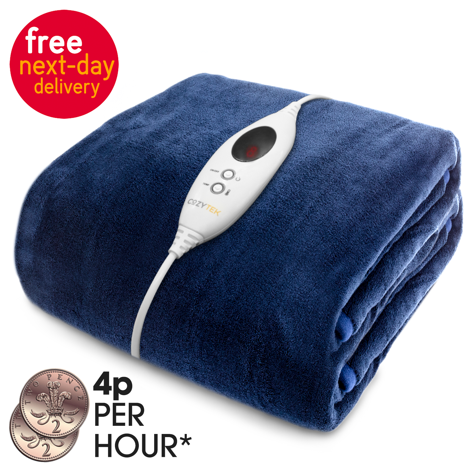 HEATED THROW ELECTRIC OVER BLANKET SOFT FLEECE NAVY BLUE | eBay