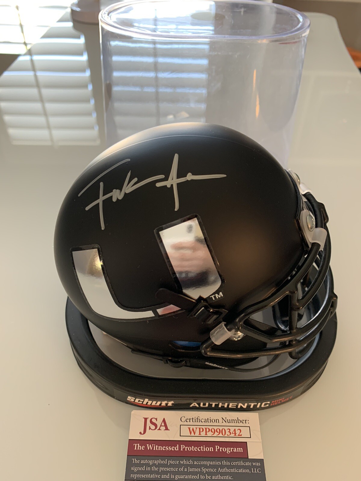 Frank Gore Autographed/Signed Mini Helmet JSA COA Miami Hurricanes A 