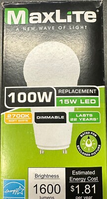 Maxlite E15A19GULED27/G8S 100W Incandescant Replacement GU24 Base