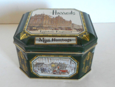 Vintage Harrods Knightsbridge Candy Tin Octagon Mint Humbugs