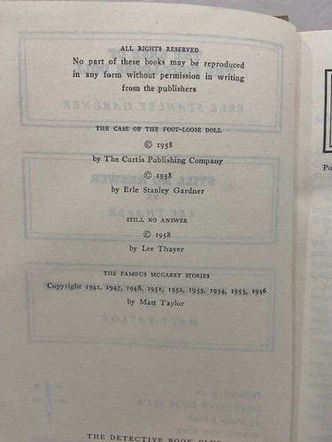 9 Book Collection of Erle Stanley Gardner Detective Hard Cover Books 1943-1959 - Picture 21 of 21