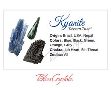 KYANITE Crystal Information Card, Double sided #HC41