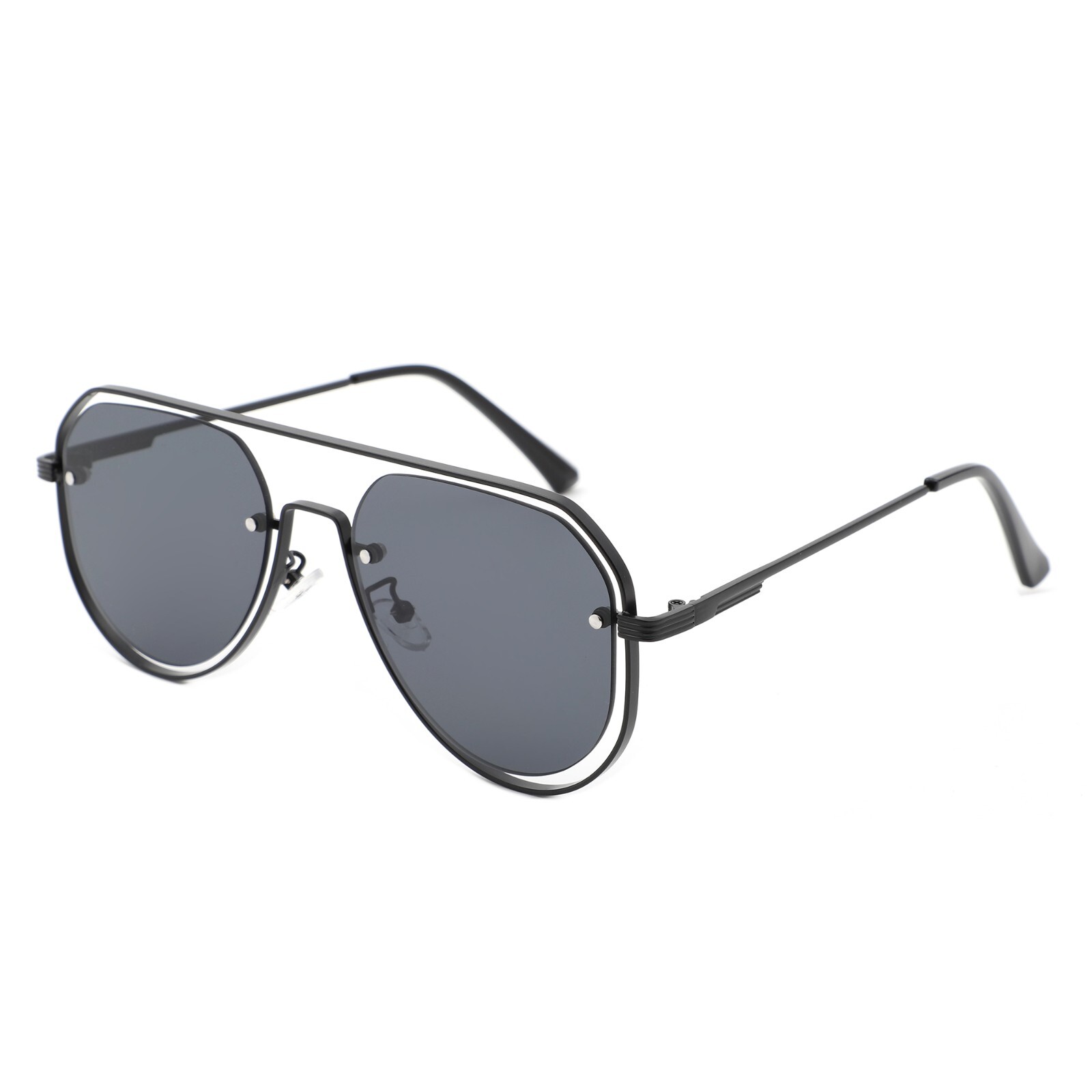 Retro Aviator Sunglasses for Women and Men - Trendy Double Bridge Aviator Shades-image