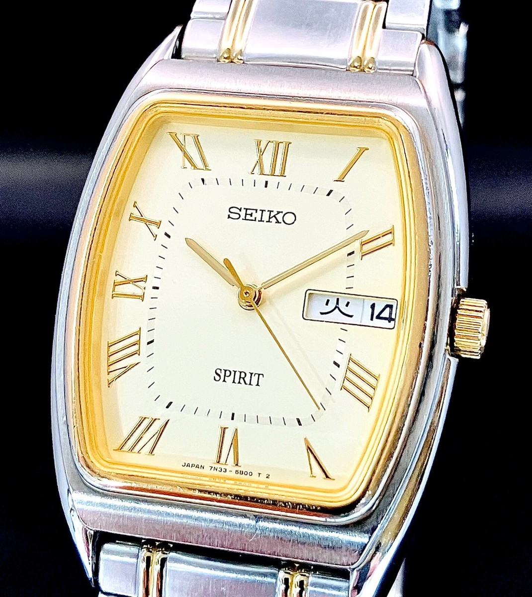 SEIKO WATCH SPIRIT 7N33-5A50 QUARTZ STAINLESS STEEL DAY DATE KANJI