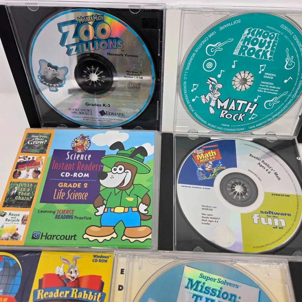 Vintage Windows 95 98 XP 18 CD-ROM Kid's Educational Reference Games Math Rock - Image 2 of 4