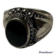 Vintage Sterling silver 925 ring black agate size 6.25